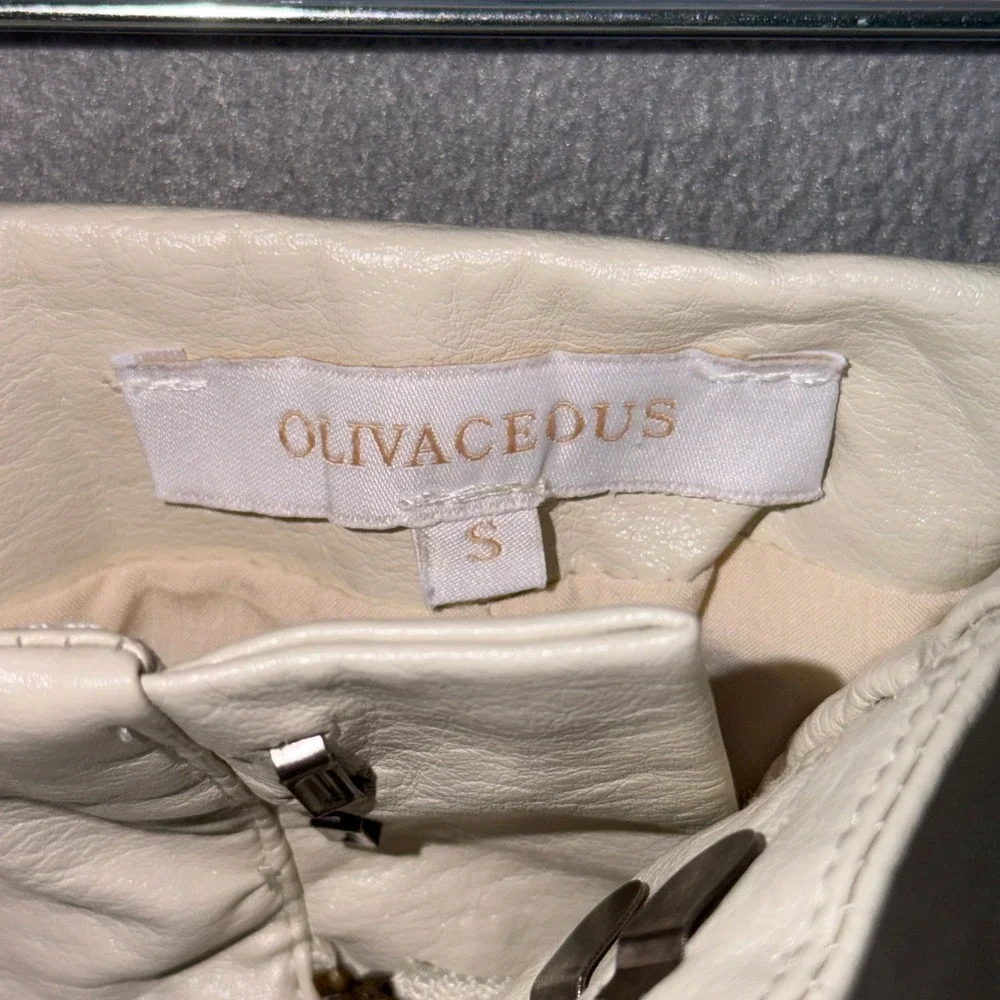 Olivaceous Small Faux Leather High‎ Waisted Shorts Cream Neutral Minimalist Chic